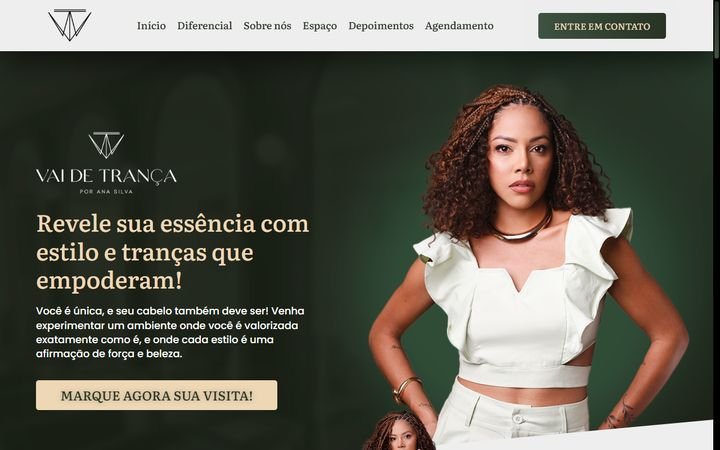 Página do site Vai de Trança