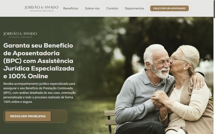 Página do site Jordão & Amado