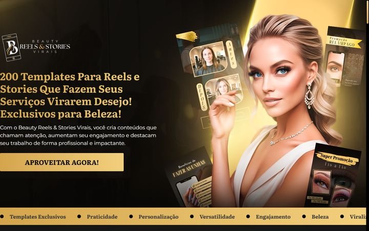 Página do site Beauty Reels & Stories