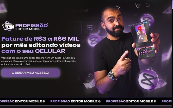 Página do site Profissão Editor Mobile